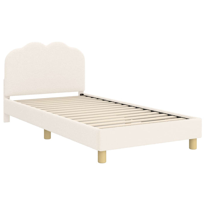 Cadru de pat pentru copii cu spătar Crem 90 x 190 cm Bouclé WALTI