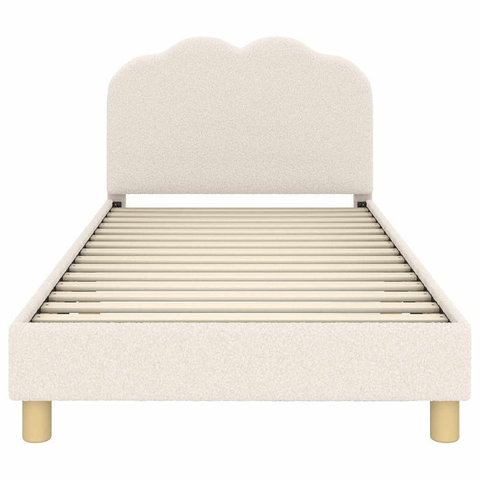 Cadru de pat pentru copii cu spătar Crem 90 x 190 cm Bouclé WALTI