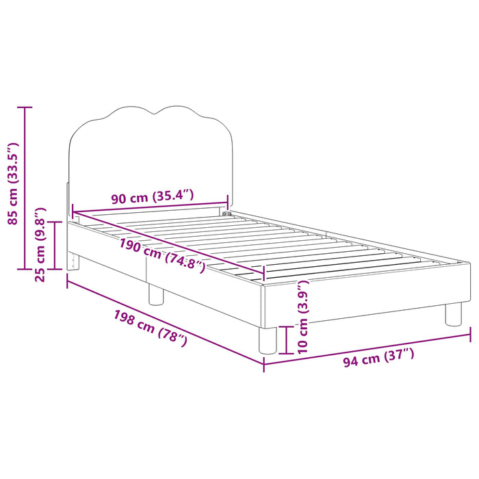 Cadru de pat pentru copii cu spătar Crem 90 x 190 cm Bouclé WALTI