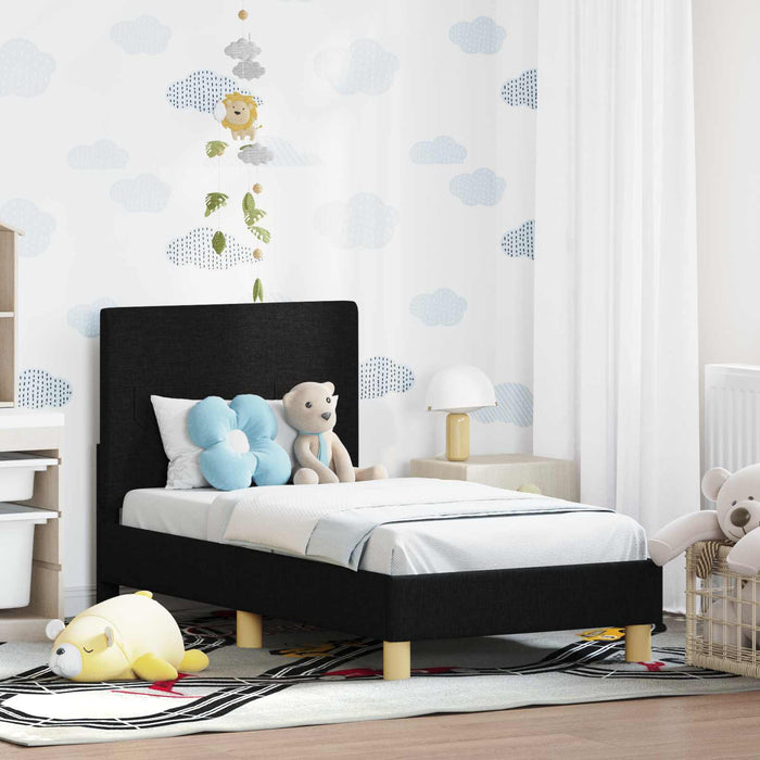 Cadru de pat pentru copii cu spătar Negru 70 x 140 cm țesătură - WALTI WALTI