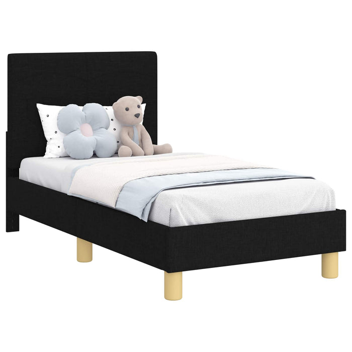 Cadru de pat pentru copii cu spătar Negru 70 x 140 cm țesătură - WALTI WALTI