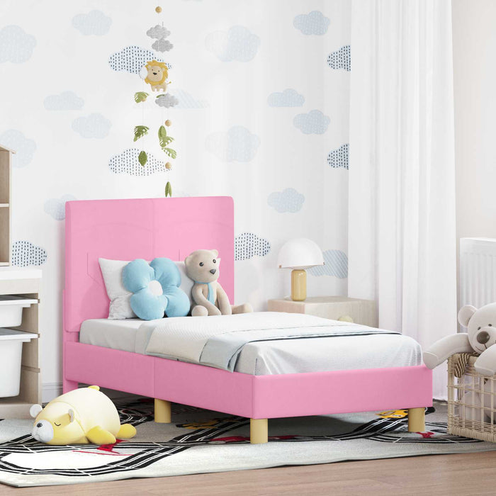 Cadru de pat pentru copii cu spătar Roz 70 x 140 cm țesătură - WALTI WALTI