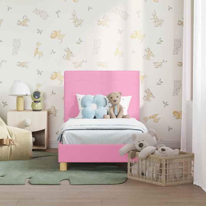 Cadru de pat pentru copii cu spătar Roz 70 x 140 cm țesătură - WALTI WALTI