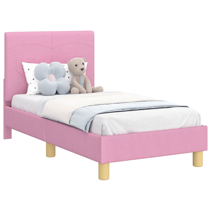 Cadru de pat pentru copii cu spătar Roz 70 x 140 cm țesătură - WALTI WALTI