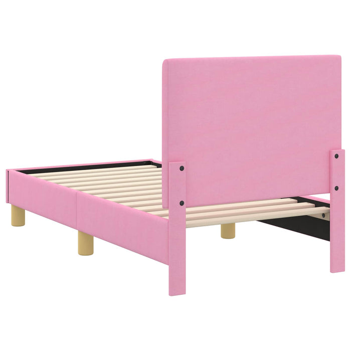 Cadru de pat pentru copii cu spătar Roz 70 x 140 cm țesătură - WALTI WALTI