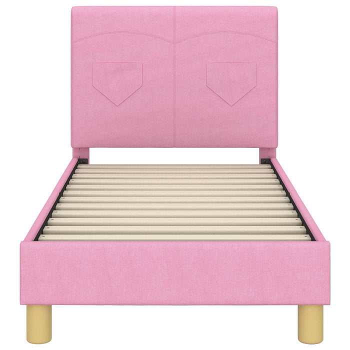 Cadru de pat pentru copii cu spătar Roz 70 x 140 cm țesătură - WALTI WALTI