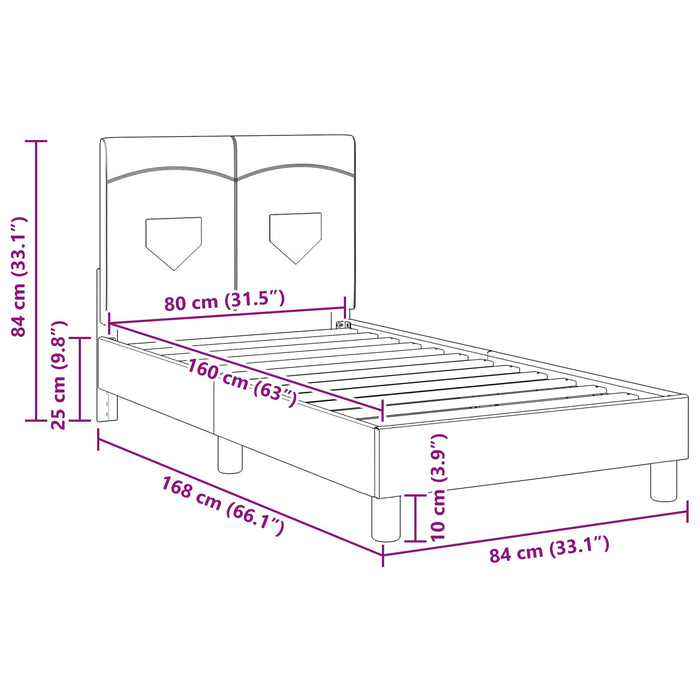 Cadru de pat pentru copii cu spătar Gri deschis 80 x 160 cm - WALTI WALTI