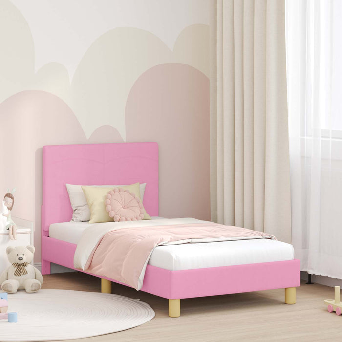 Cadru de pat pentru copii cu spătar Roz 80 x 160 cm țesătură - WALTI WALTI