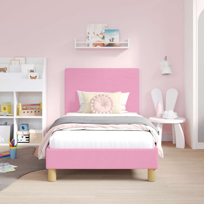 Cadru de pat pentru copii cu spătar Roz 80 x 160 cm țesătură - WALTI WALTI