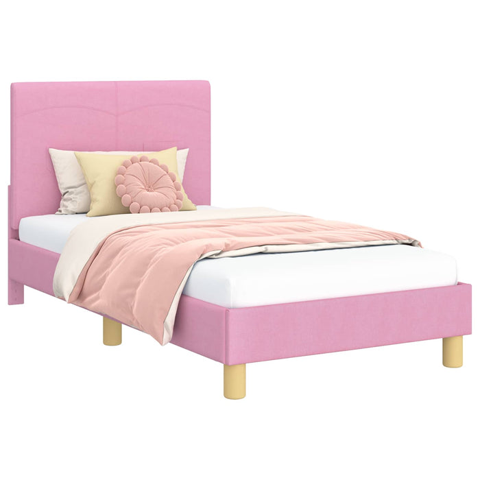 Cadru de pat pentru copii cu spătar Roz 80 x 160 cm țesătură - WALTI WALTI