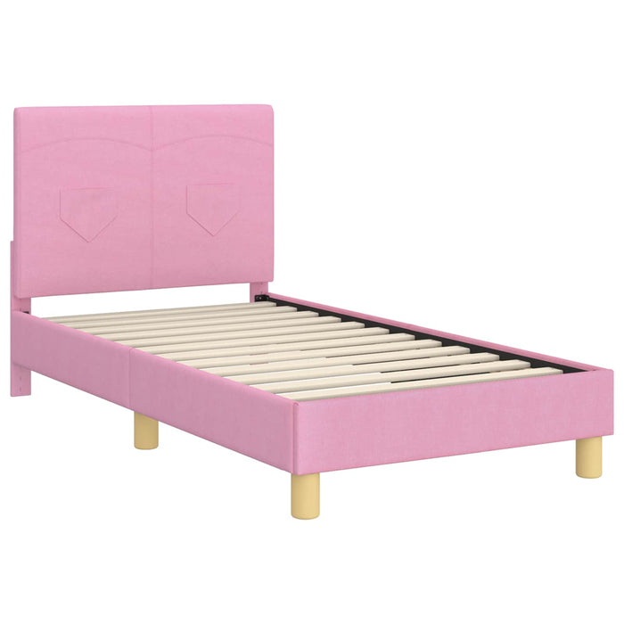 Cadru de pat pentru copii cu spătar Roz 80 x 160 cm țesătură - WALTI WALTI
