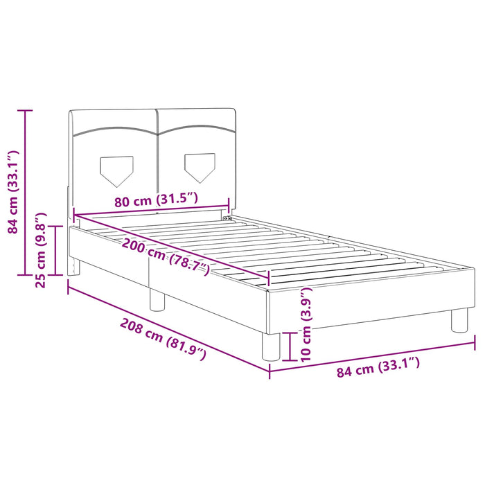 Cadru de pat pentru copii cu spătar Gri deschis 80 x 200 cm - WALTI WALTI