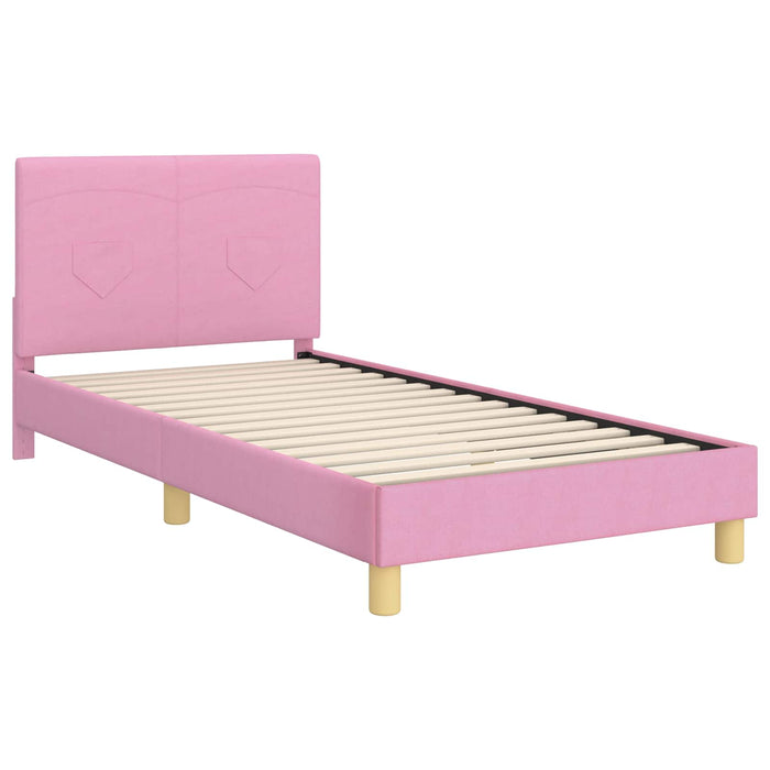 Cadru de pat pentru copii cu spătar Roz 80 x 200 cm țesătură - WALTI WALTI