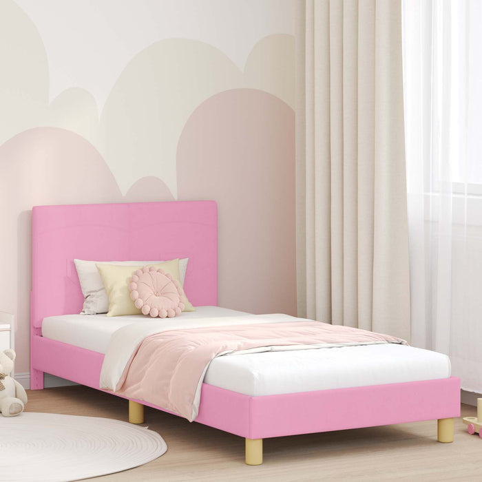 Cadru de pat pentru copii cu spătar Roz 90 x 190 cm țesătură - WALTI WALTI
