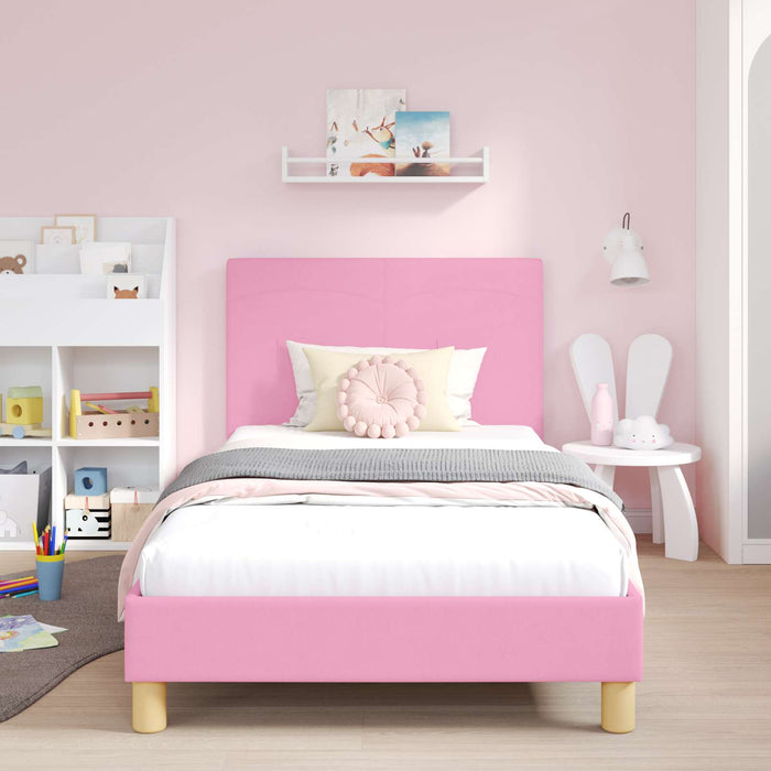 Cadru de pat pentru copii cu spătar Roz 90 x 190 cm țesătură - WALTI WALTI