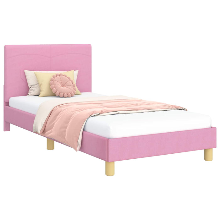Cadru de pat pentru copii cu spătar Roz 90 x 190 cm țesătură - WALTI WALTI
