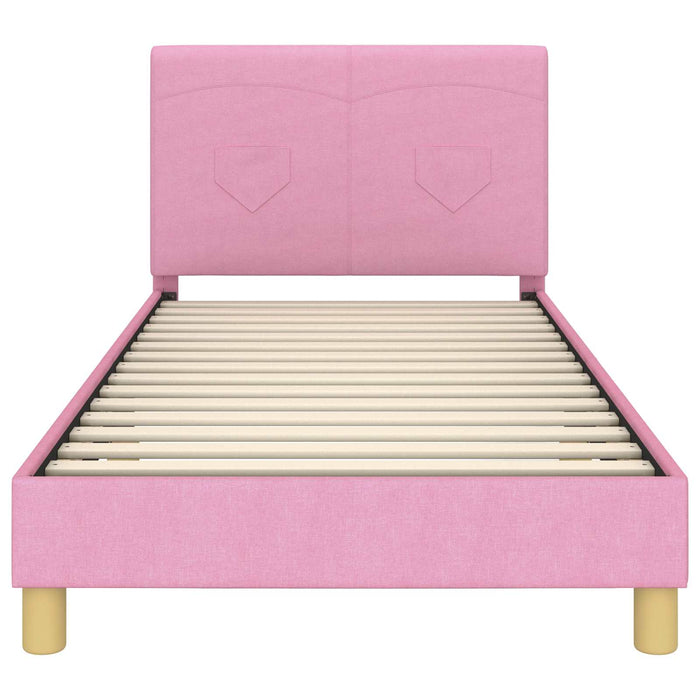 Cadru de pat pentru copii cu spătar Roz 90 x 200 cm țesătură - WALTI WALTI