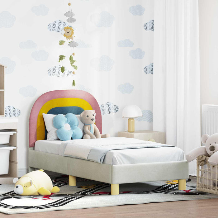 Cadru de pat pentru copii cu spătar Crem 70 x 140 cm Catifea - WALTI WALTI