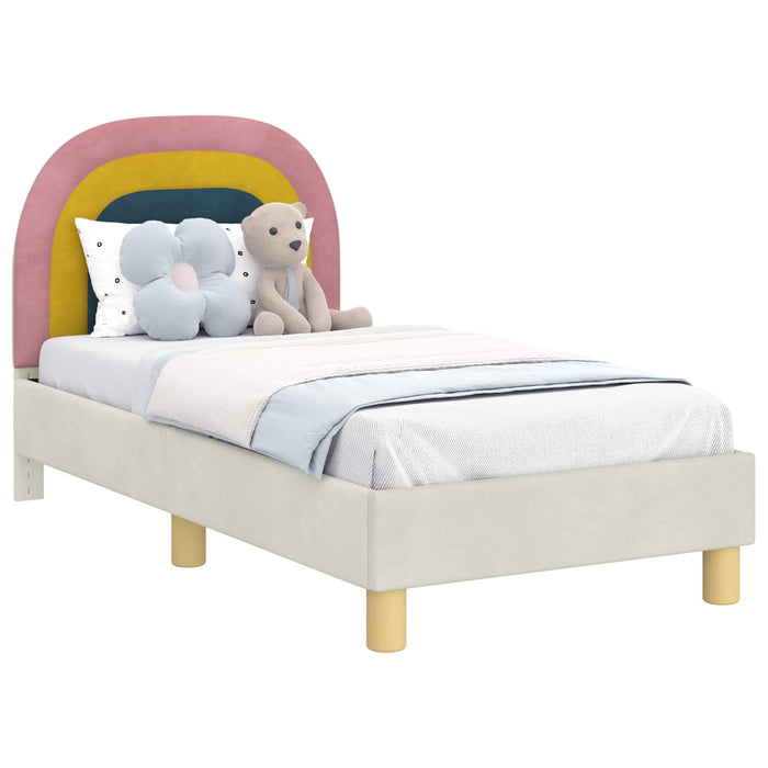 Cadru de pat pentru copii cu spătar Crem 70 x 140 cm Catifea - WALTI WALTI