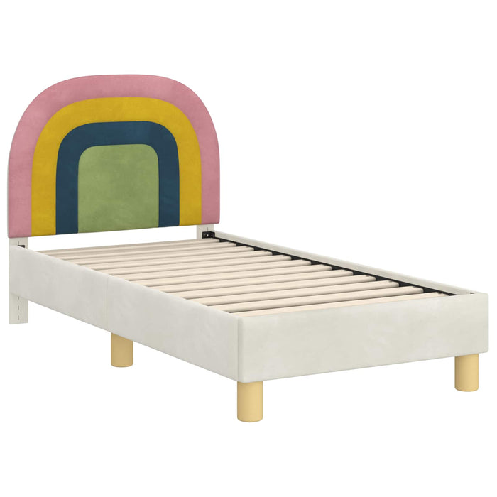 Cadru de pat pentru copii cu spătar Crem 70 x 140 cm Catifea - WALTI WALTI