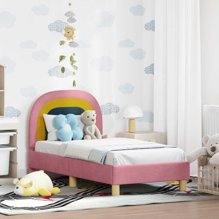 Cadru de pat pentru copii cu spătar Roz 70 x 140 cm Catifea - WALTI WALTI