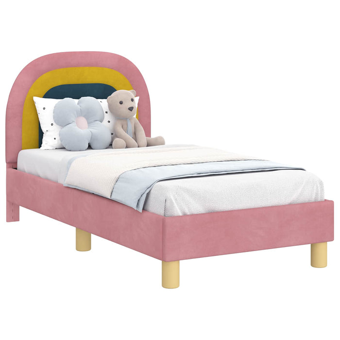 Cadru de pat pentru copii cu spătar Roz 70 x 140 cm Catifea - WALTI WALTI