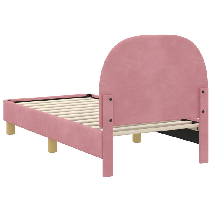 Cadru de pat pentru copii cu spătar Roz 70 x 140 cm Catifea - WALTI WALTI