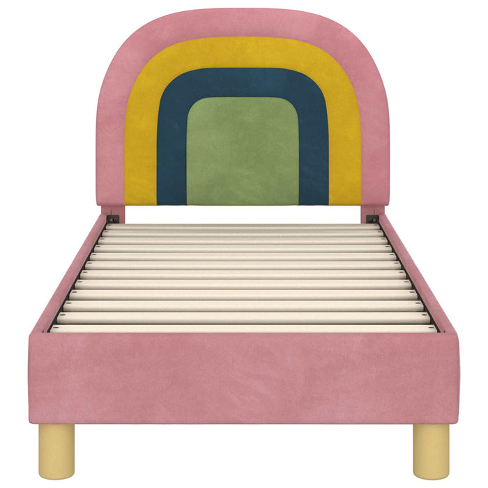 Cadru de pat pentru copii cu spătar Roz 70 x 140 cm Catifea - WALTI WALTI