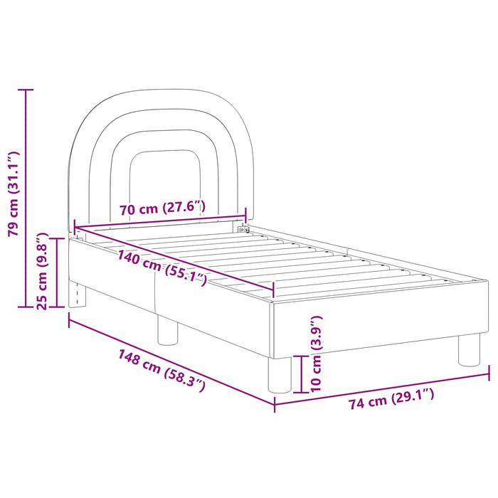 Cadru de pat pentru copii cu spătar Roz 70 x 140 cm Catifea - WALTI WALTI