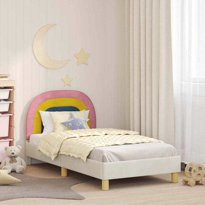 Cadru de pat pentru copii cu spătar Crem 80 x 160 cm Catifea - WALTI WALTI