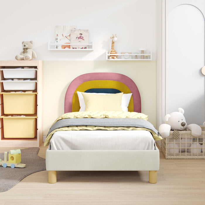 Cadru de pat pentru copii cu spătar Crem 80 x 160 cm Catifea - WALTI WALTI