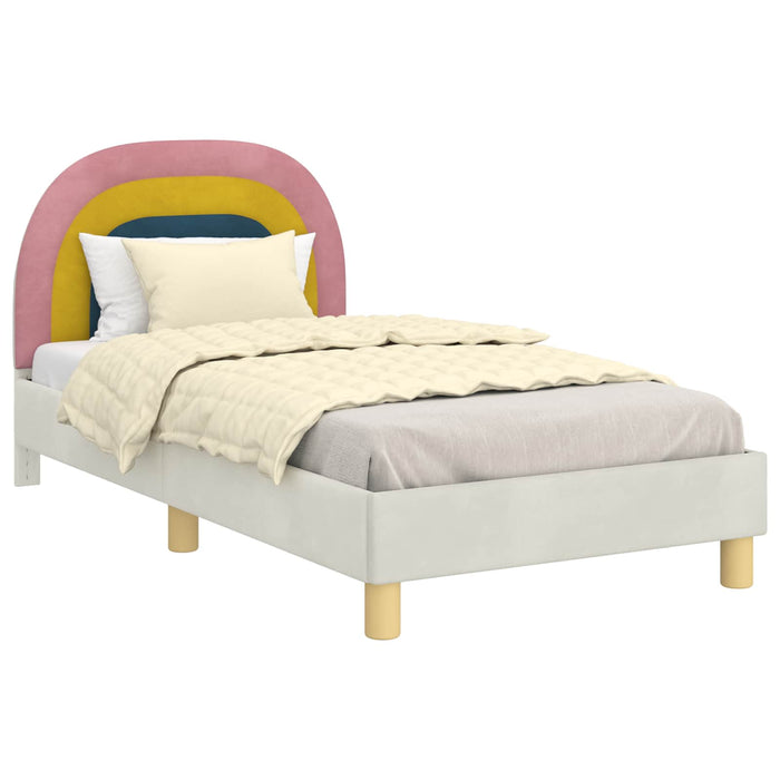 Cadru de pat pentru copii cu spătar Crem 80 x 160 cm Catifea - WALTI WALTI