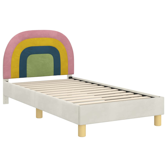 Cadru de pat pentru copii cu spătar Crem 80 x 160 cm Catifea - WALTI WALTI