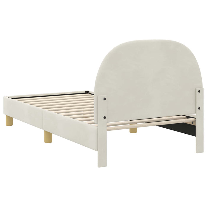 Cadru de pat pentru copii cu spătar Crem 80 x 160 cm Catifea - WALTI WALTI