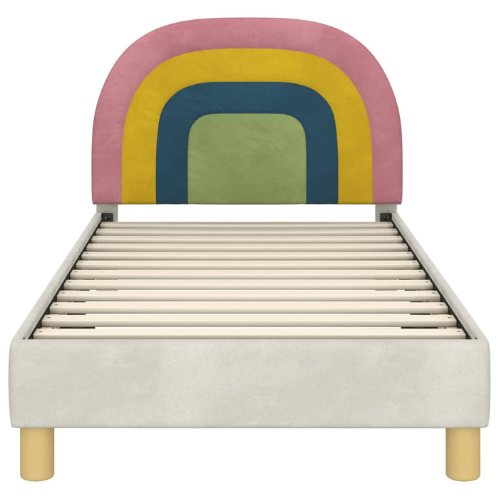 Cadru de pat pentru copii cu spătar Crem 80 x 160 cm Catifea - WALTI WALTI