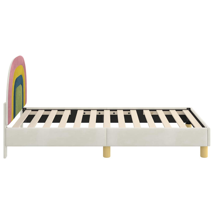 Cadru de pat pentru copii cu spătar Crem 80 x 160 cm Catifea - WALTI WALTI