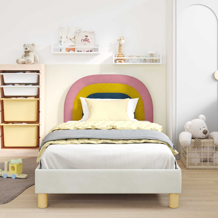 Cadru de pat pentru copii cu spătar Crem 90 x 190 cm Catifea - WALTI WALTI