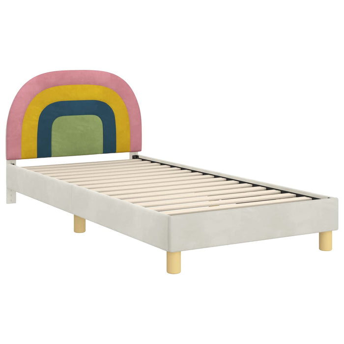 Cadru de pat pentru copii cu spătar Crem 90 x 190 cm Catifea - WALTI WALTI