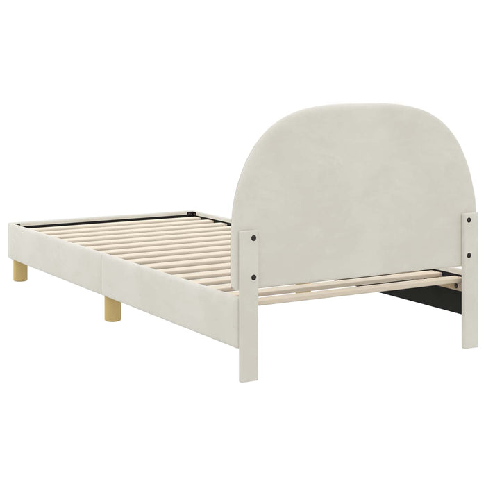 Cadru de pat pentru copii cu spătar Crem 90 x 190 cm Catifea - WALTI WALTI