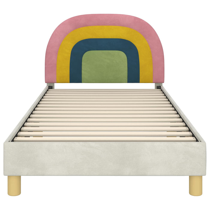 Cadru de pat pentru copii cu spătar Crem 90 x 190 cm Catifea - WALTI WALTI