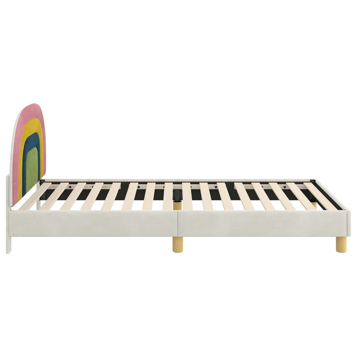 Cadru de pat pentru copii cu spătar Crem 90 x 190 cm Catifea - WALTI WALTI