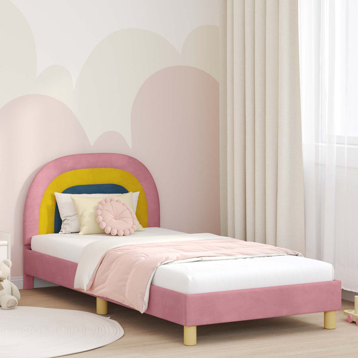 Cadru de pat pentru copii cu spătar Roz 90 x 190 cm Catifea - WALTI WALTI