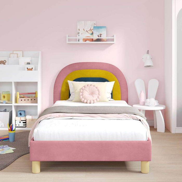 Cadru de pat pentru copii cu spătar Roz 90 x 200 cm Catifea - WALTI WALTI