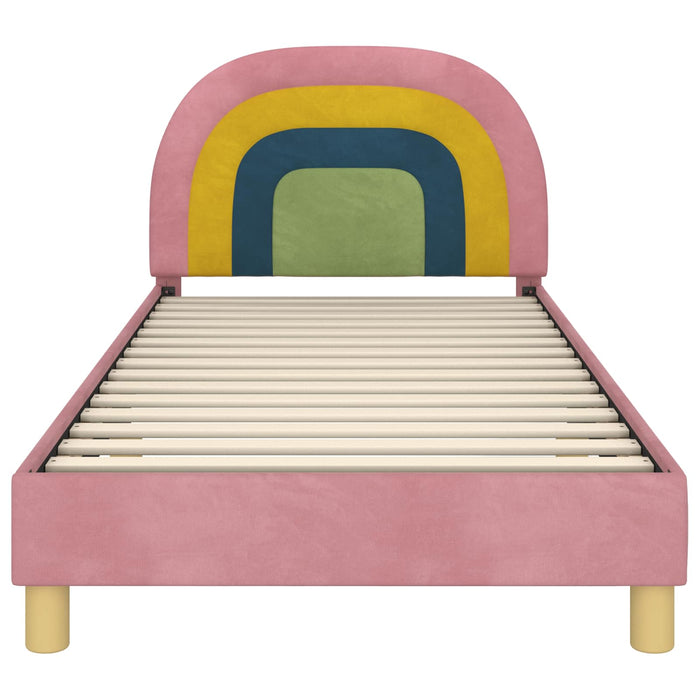 Cadru de pat pentru copii cu spătar Roz 90 x 200 cm Catifea - WALTI WALTI