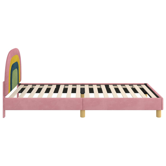 Cadru de pat pentru copii cu spătar Roz 90 x 200 cm Catifea - WALTI WALTI