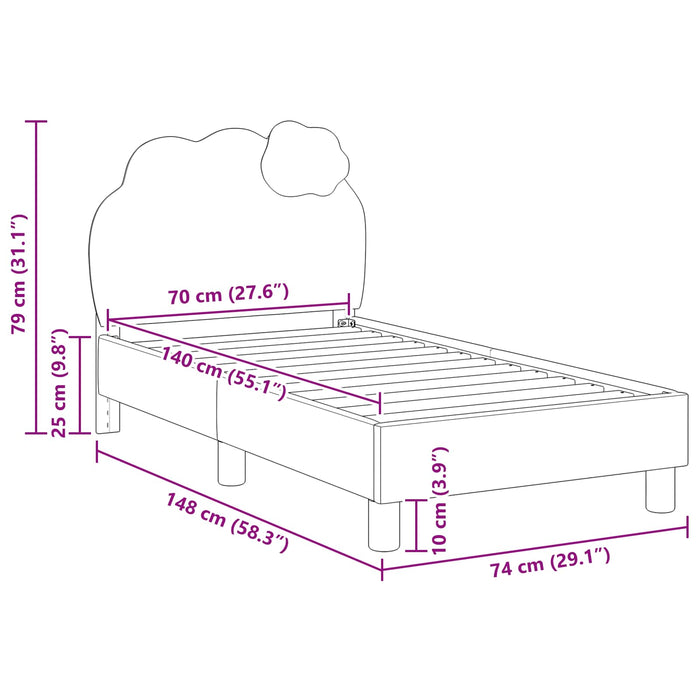 Cadru de pat pentru copii cu spătar Roz 70 x 140 cm PU - WALTI WALTI