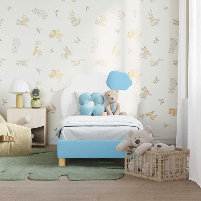 Cadru de pat pentru copii cu spătar albastru 70 x 140 cm PU - WALTI WALTI