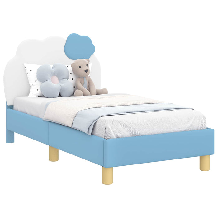 Cadru de pat pentru copii cu spătar albastru 70 x 140 cm PU - WALTI WALTI
