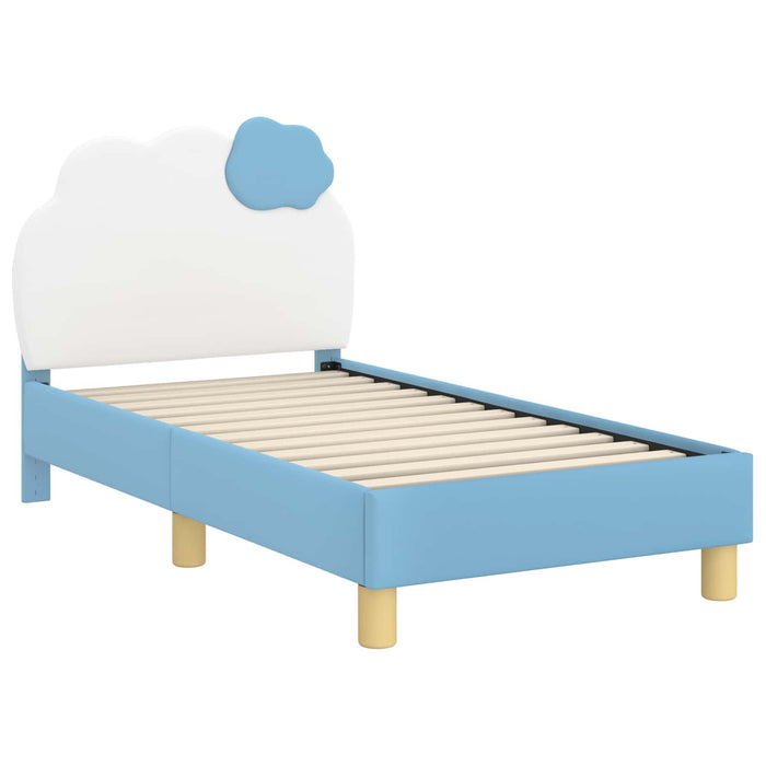 Cadru de pat pentru copii cu spătar albastru 70 x 140 cm PU - WALTI WALTI