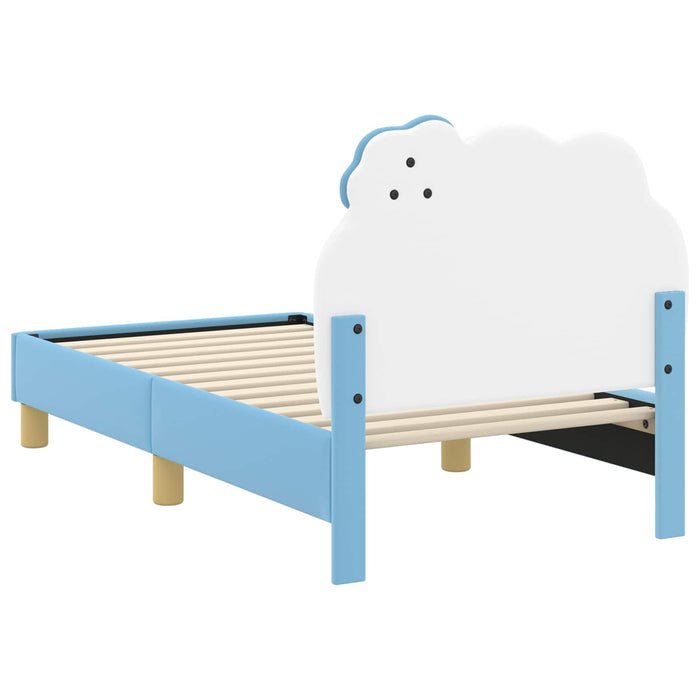 Cadru de pat pentru copii cu spătar albastru 70 x 140 cm PU - WALTI WALTI
